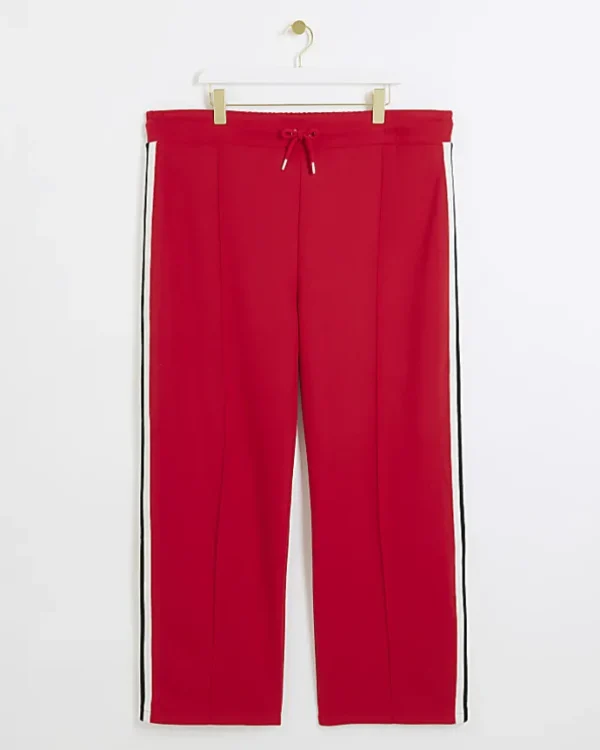 Plus red side stripe wide leg joggers