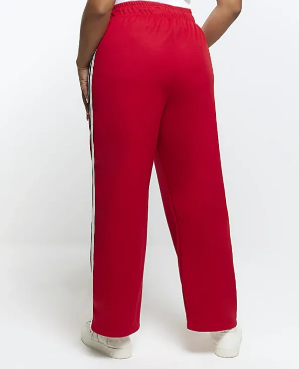 Plus red side stripe wide leg joggers