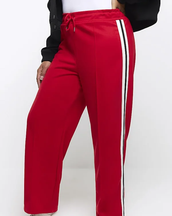 Plus red side stripe wide leg joggers