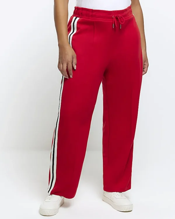 Plus red side stripe wide leg joggers