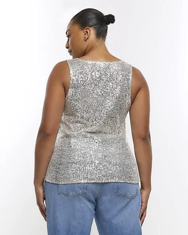 Plus silver sequin tank top