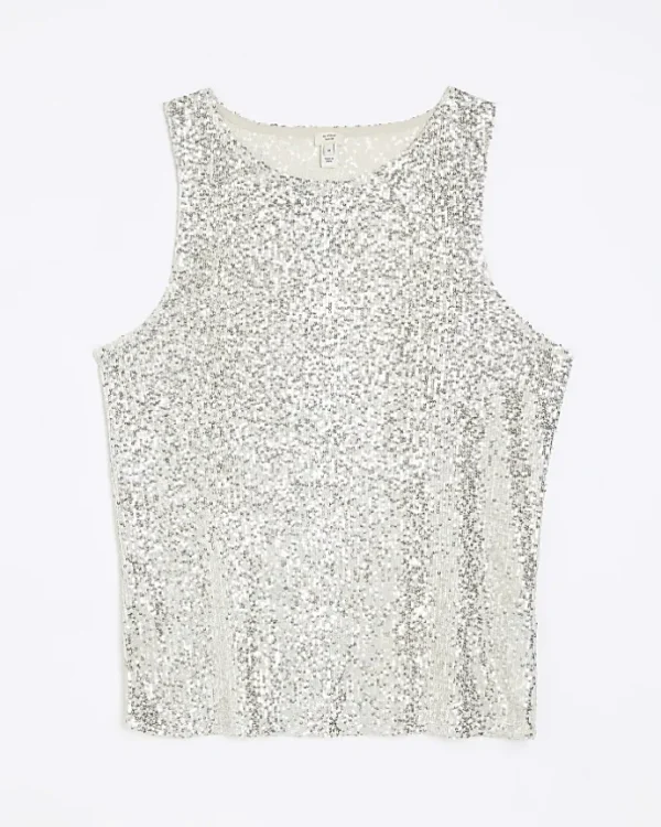 Plus silver sequin tank top