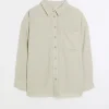 Plus stone oversized shirt with linen