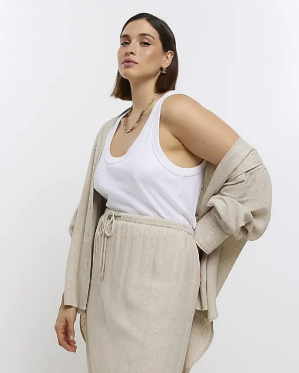 Plus stone skirt with linen