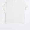 Plus white frill sleeve t-shirt