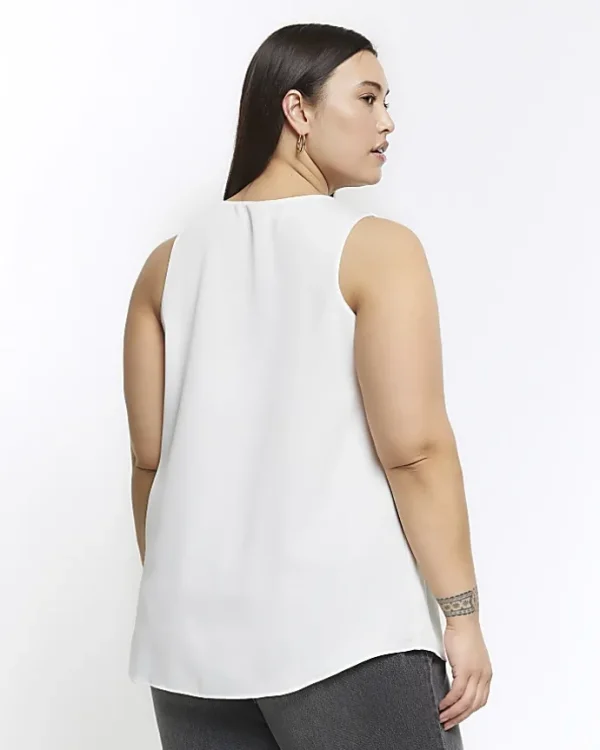 Plus white satin tank top