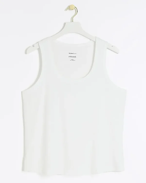 Plus white scoop neck vest top