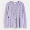 Purple maternity peplum cardigan