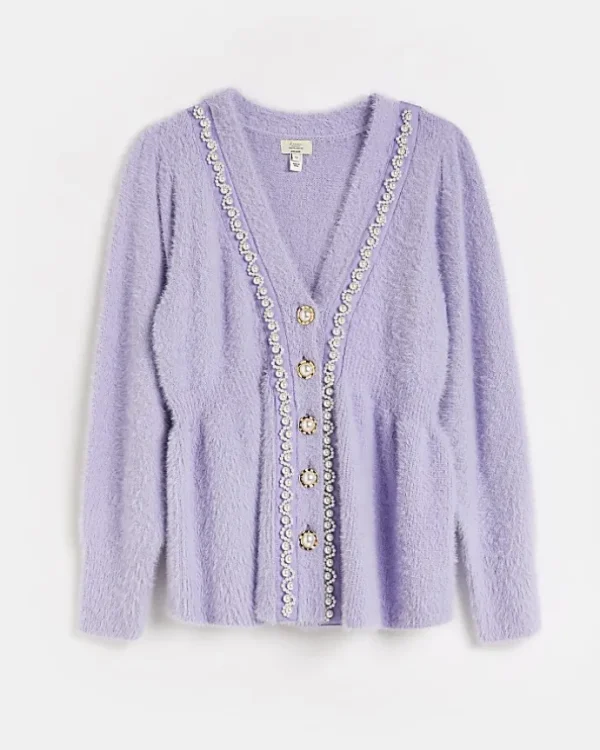 Purple maternity peplum cardigan