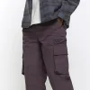 Purple regular fit elasticated cargo trousers