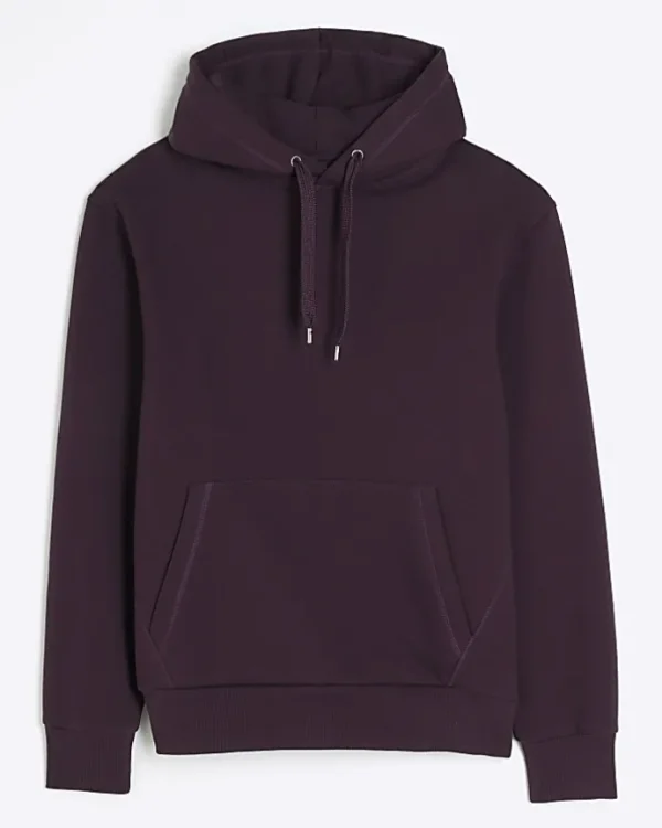 Purple regular fit plain hoodie