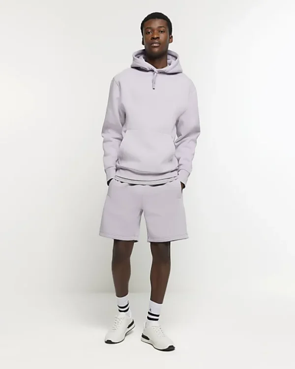 Purple regular fit plain hoodie