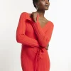 Red knit rib jumper maxi dress