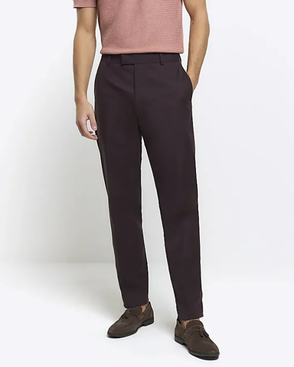 Red slim fit suit trousers