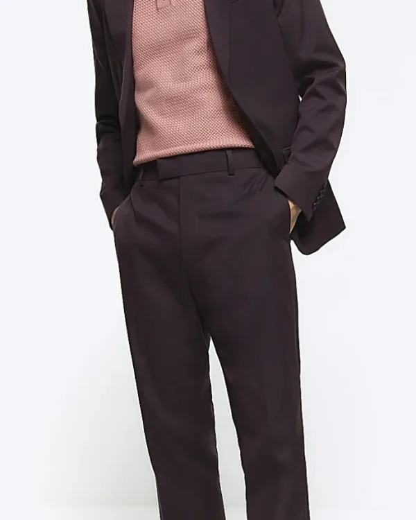 Red slim fit suit trousers