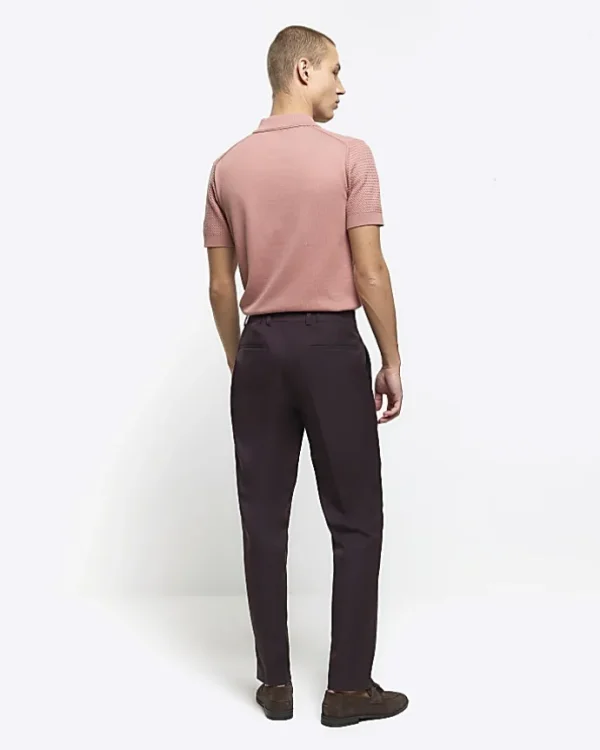 Red slim fit suit trousers