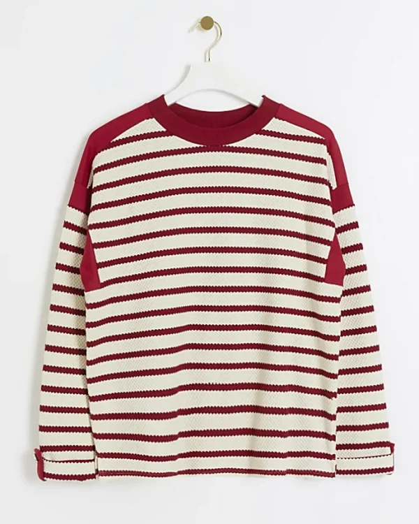 Red stripe long sleeve sweatshirt