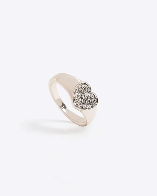 Rose gold heart diamante ring