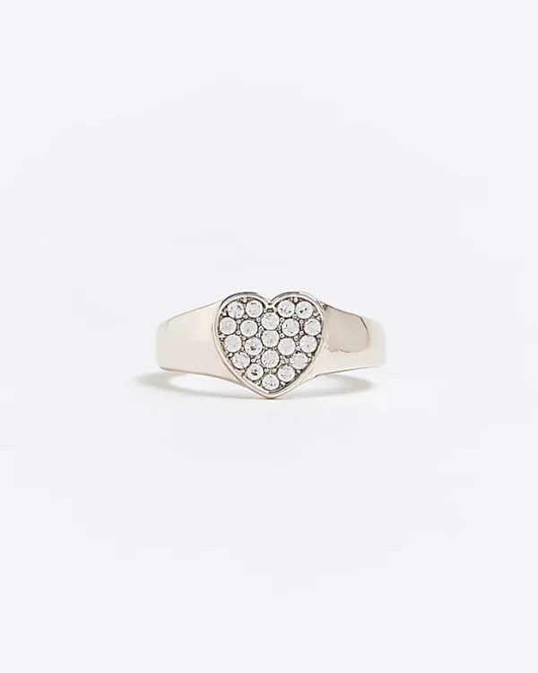 Rose gold heart diamante ring