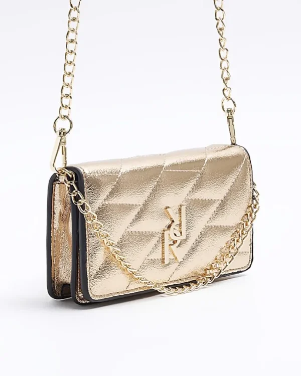 Rose gold quilted cross body purse