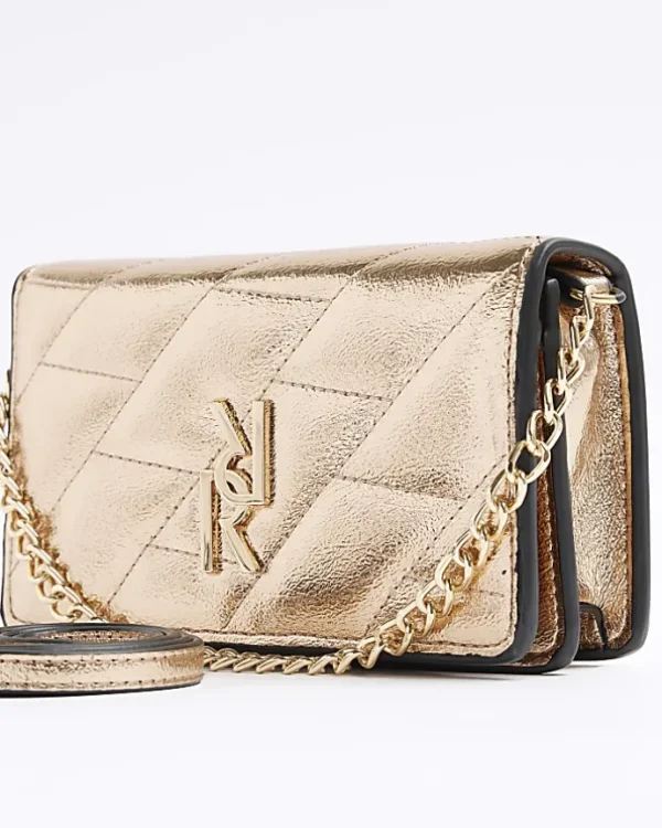 Rose gold quilted cross body purse