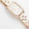 Rose gold rectangle face watch