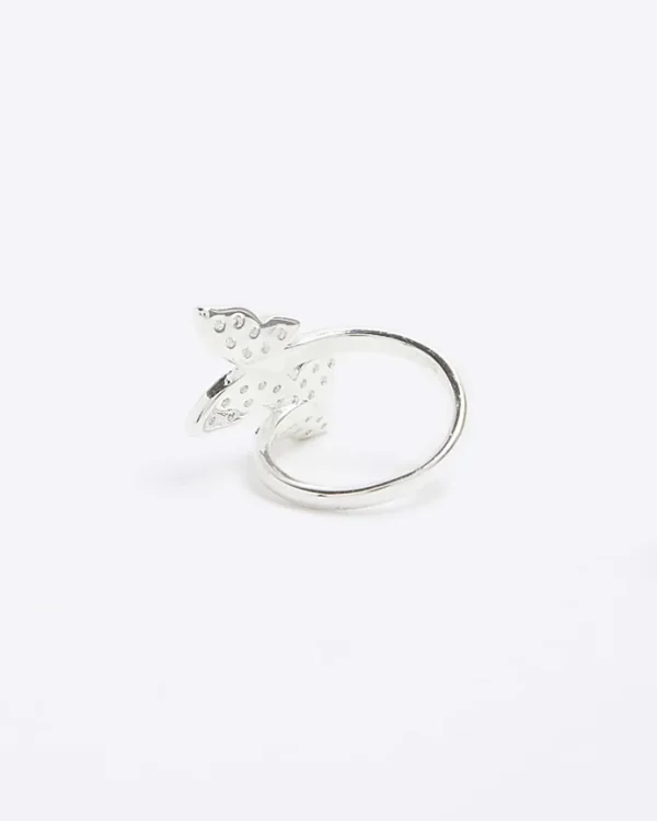 Silver butterfly wrap ring