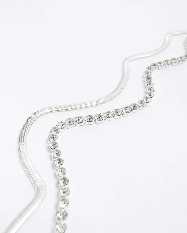 Silver Chain Choker Necklace