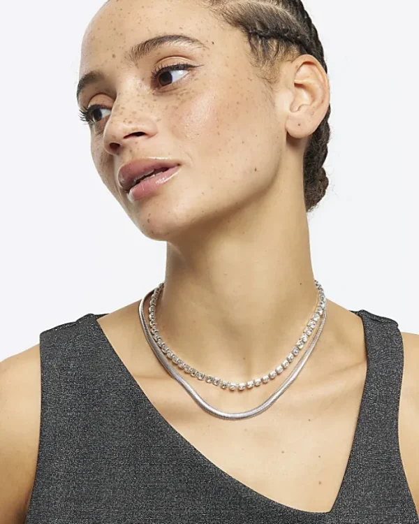 Silver Chain Choker Necklace