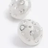 Silver chunky diamante stud earrings