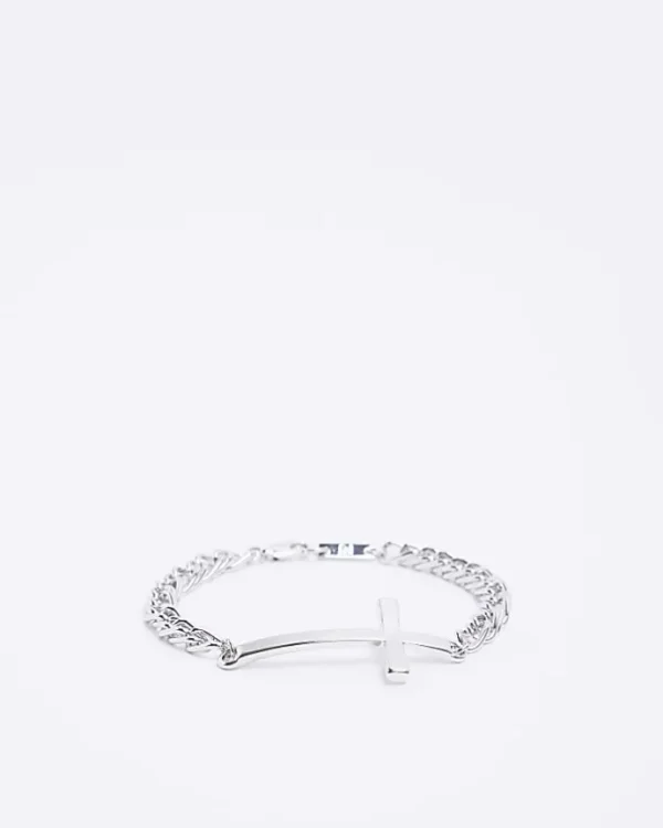 Silver colour cross bracelet