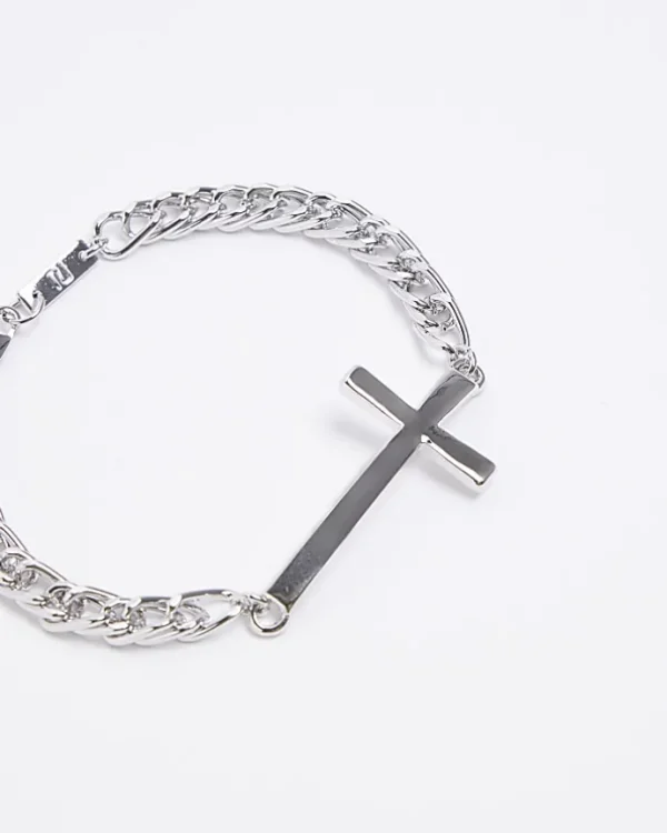 Silver colour cross bracelet