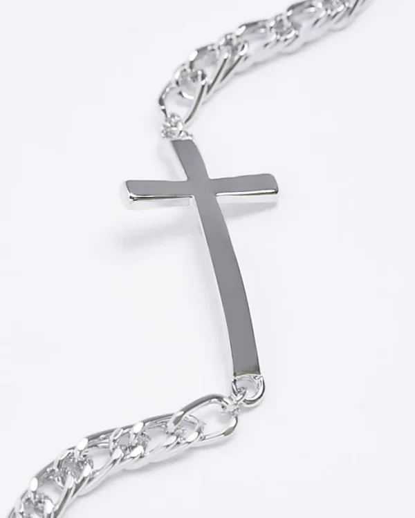 Silver colour cross bracelet