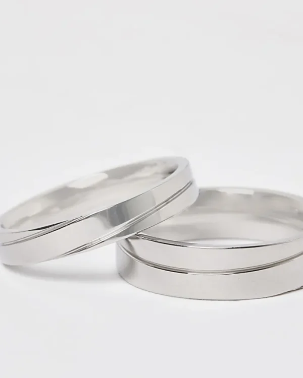 Silver colour Multipack of 2 rings