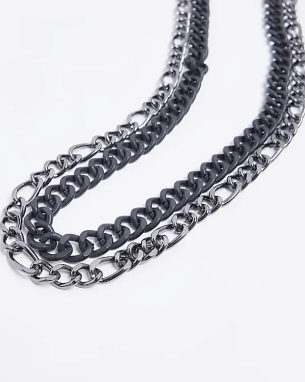 Silver colour multirow chunky necklace