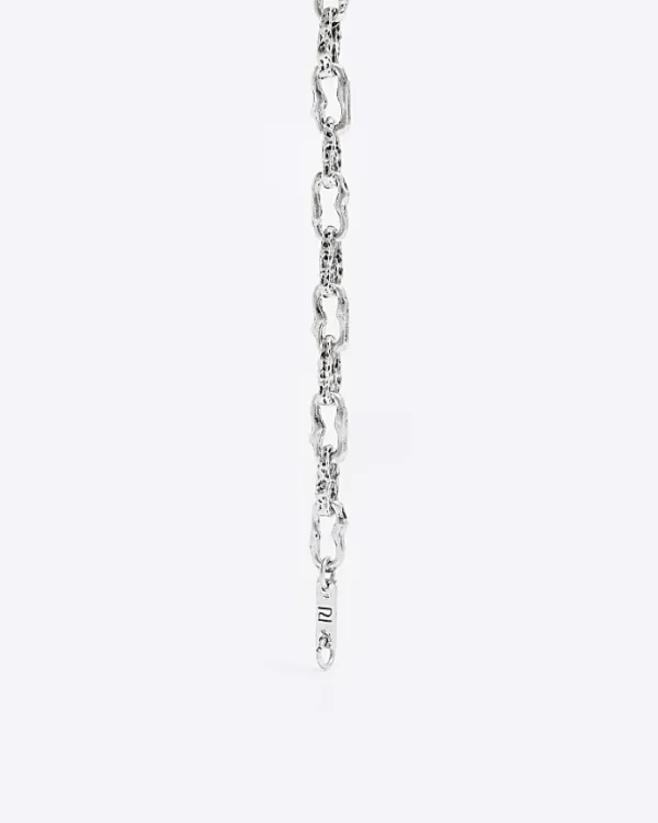 Silver colour oval chain link necklace