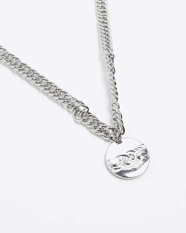 Silver colour pendant necklace