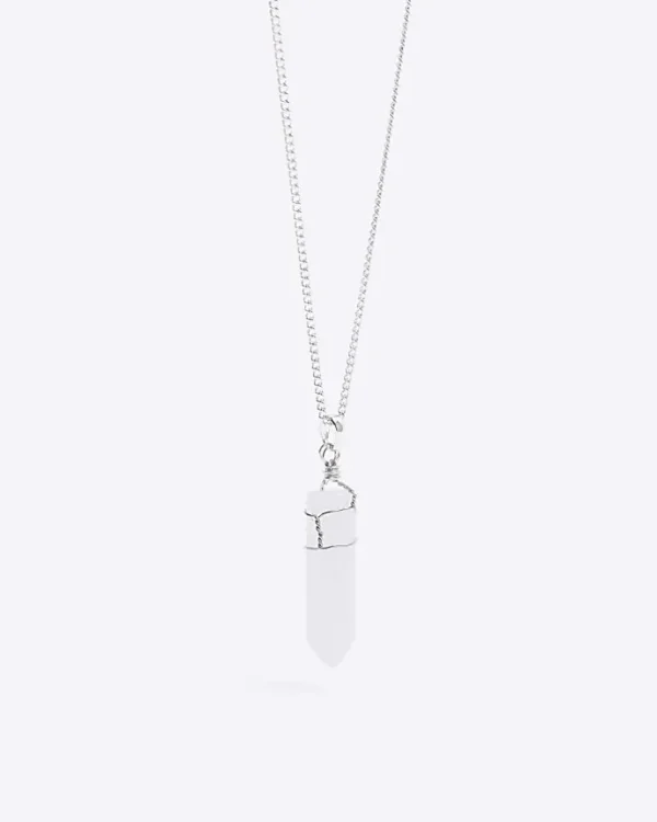 Silver colour quartz pendant necklace