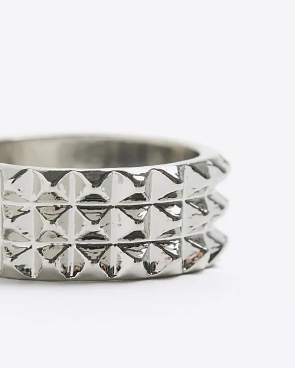 Silver colour spike ring