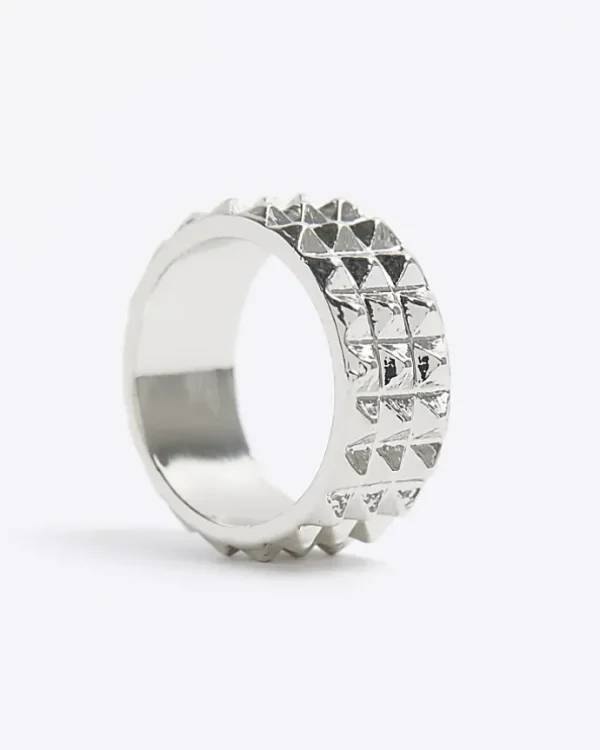 Silver colour spike ring