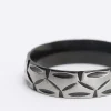 Silver colour stainless steel texture ring