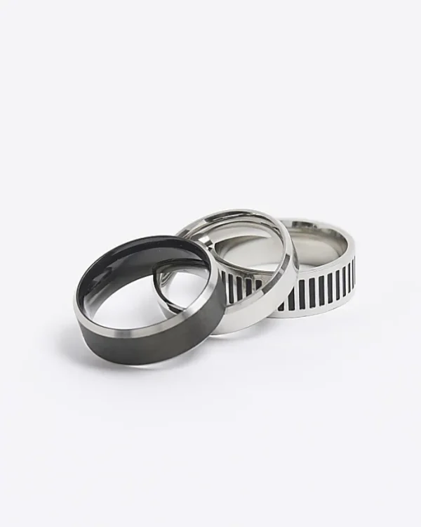 Silver colour stainless steel ring multipack