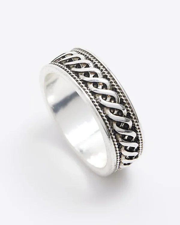 Silver colour twist ring