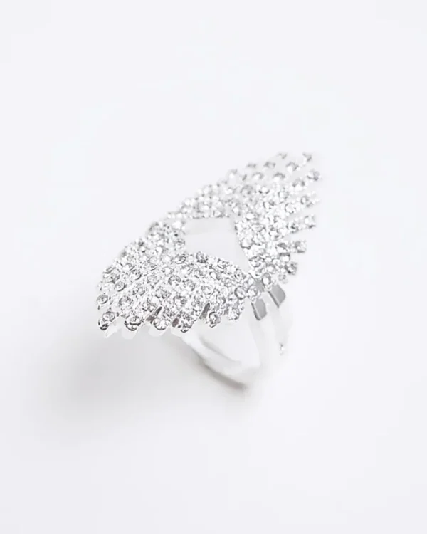 Silver Crystal Large Ring