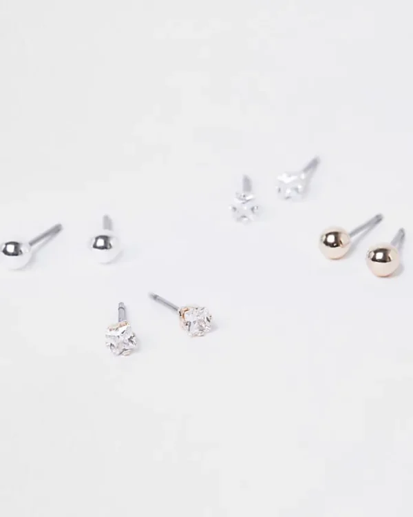Silver diamante earrings multipack