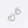 Silver heart stud earrings