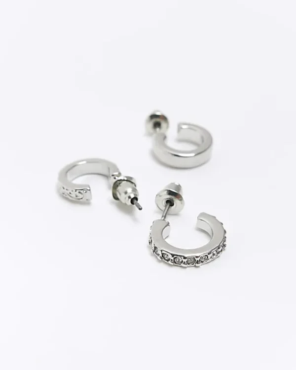 Silver hoop earrings multipack