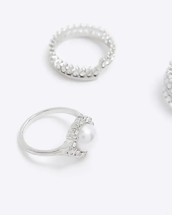 Silver Pearl Ring Multipack