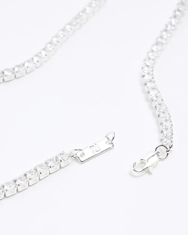 Silver plated diamante necklace