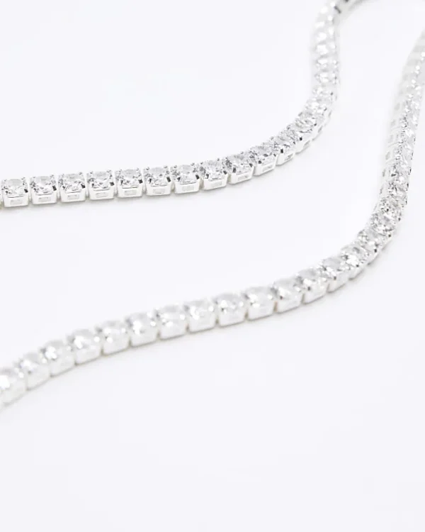 Silver plated diamante necklace